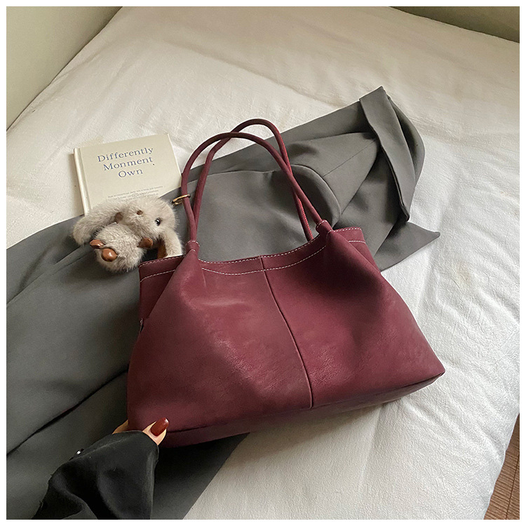 Geantă de umăr tip găleată, capacitate mare, material PU, închidere magnetică, buzunar interior cu fermoar, fără căptușeală