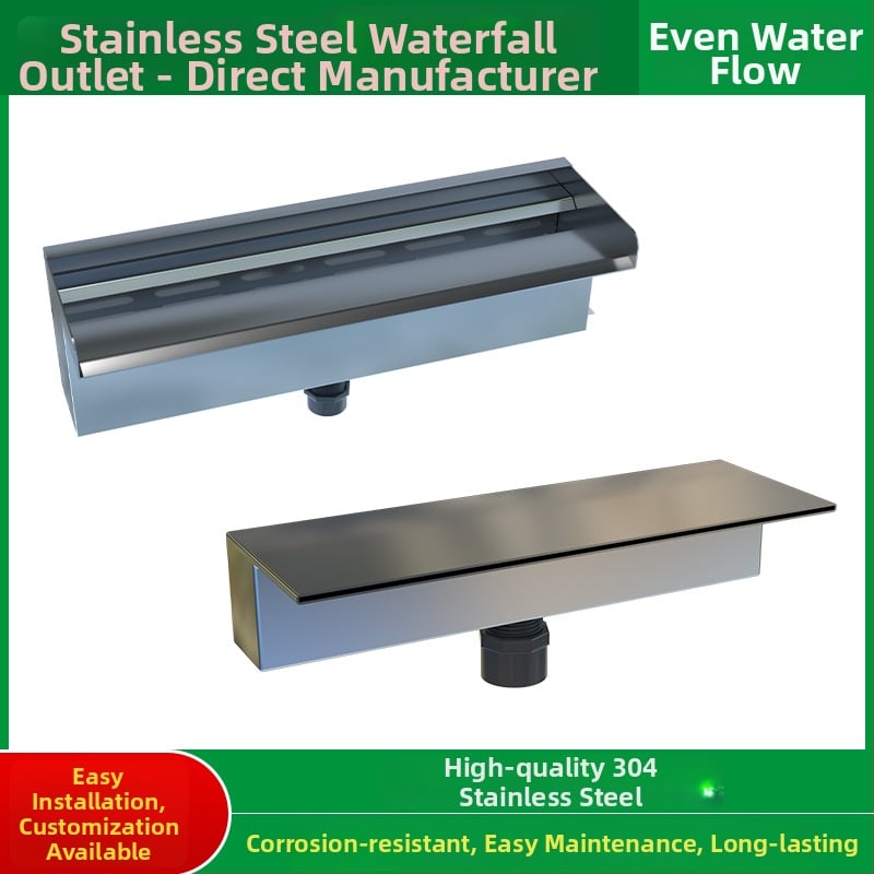 Ieșire de cascadă din oțel inoxidabil pentru element decorativ exterior cu pulverizare pe peretele frontal — Brand Half Moon Bay