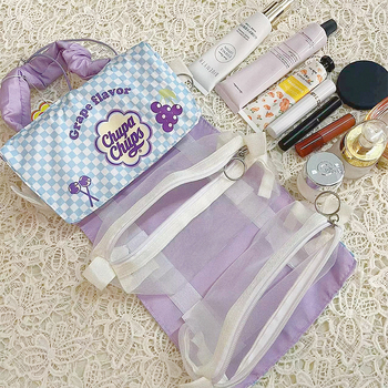 Geantă de machiaj - Stil Fresh and Sweet, Material poliester, Capacitate mare, Rezistentă la apă, Portabilă