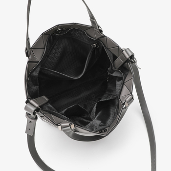 Geantă bucket din PVC - stil stradal, fermoar, buzunar ascuns cu fermoar, curea simplă