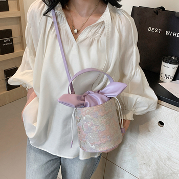 Geantă de damă tip bucket din PU, închidere cu șnur, Primăvară 2025, buzunare interioare pentru telefon și ID, Brand Fu Duo