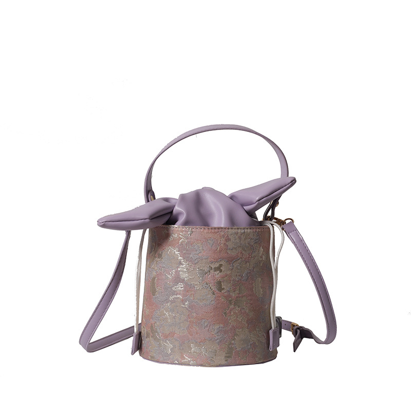 Geantă de damă tip bucket din PU, închidere cu șnur, Primăvară 2025, buzunare interioare pentru telefon și ID, Brand Fu Duo