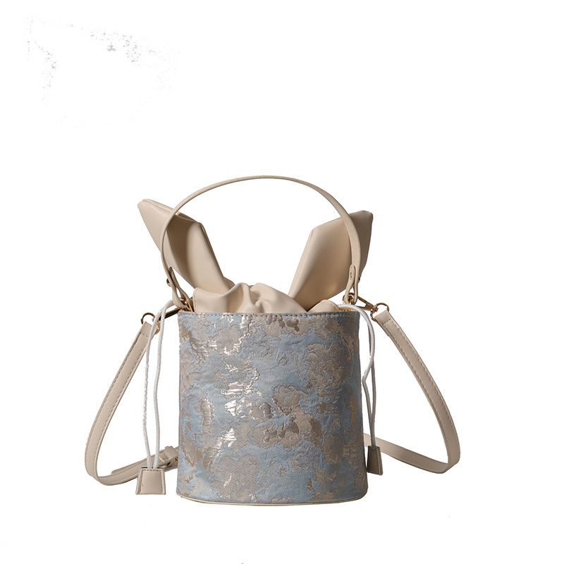 Geantă de damă tip bucket din PU, închidere cu șnur, Primăvară 2025, buzunare interioare pentru telefon și ID, Brand Fu Duo