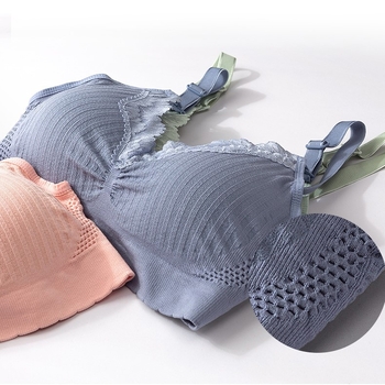 Blue Butterfly Modal Θηλάζον Σουτιέν, χωρίς μεταλλικά, χωρίς ραφές, με δαντελωτό άκρο, λεπτές προμορφωμένες κύπελλες, αερισμένη επένδυση, σταθερά διπλά λουριά