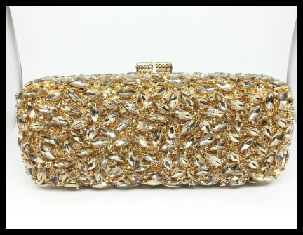 Večernja clutch torbica s metalnim okvirom, stakleni dijamantni ukrasi, 3D životinjski motiv, vodoravni kvadratni oblik, magnetsko zatvaranje