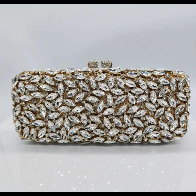 Večernja clutch torbica s metalnim okvirom, stakleni dijamantni ukrasi, 3D životinjski motiv, vodoravni kvadratni oblik, magnetsko zatvaranje
