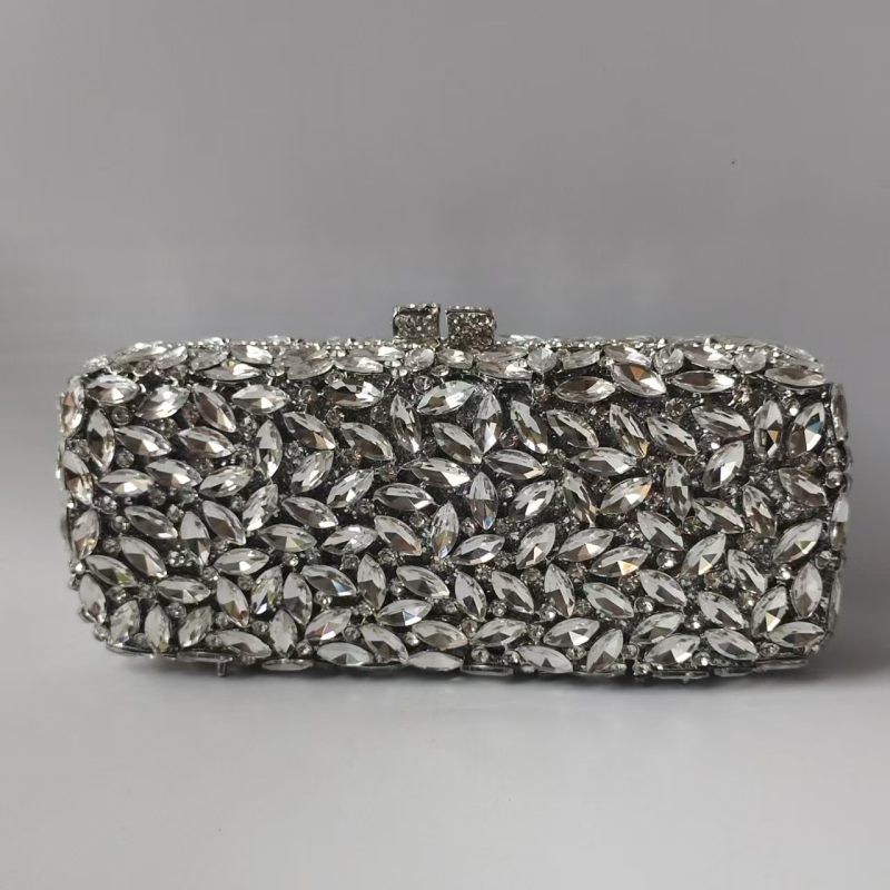 Večernja clutch torbica s metalnim okvirom, stakleni dijamantni ukrasi, 3D životinjski motiv, vodoravni kvadratni oblik, magnetsko zatvaranje