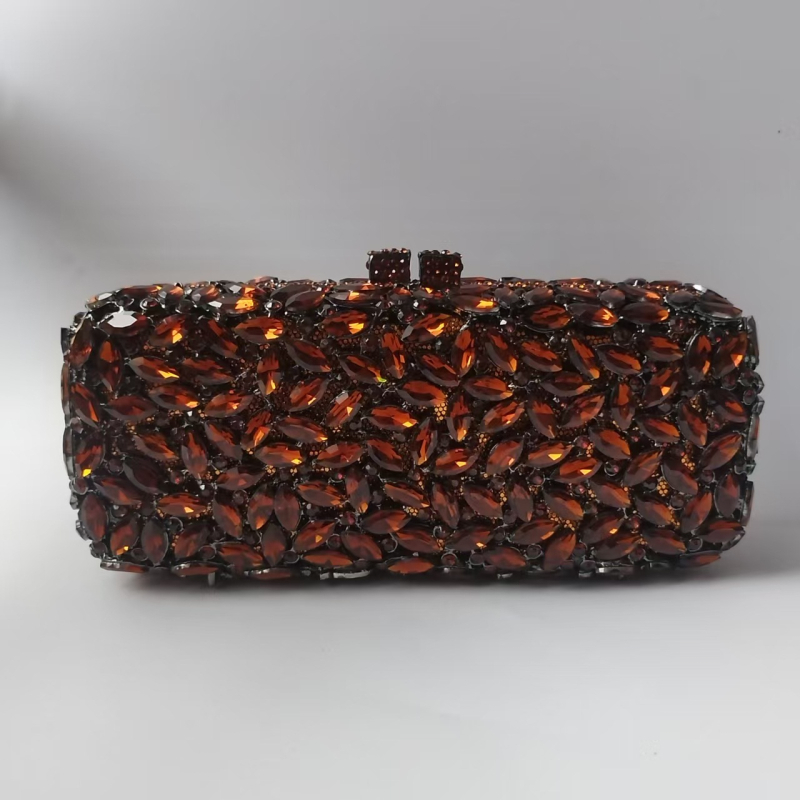 Večernja clutch torbica s metalnim okvirom, stakleni dijamantni ukrasi, 3D životinjski motiv, vodoravni kvadratni oblik, magnetsko zatvaranje