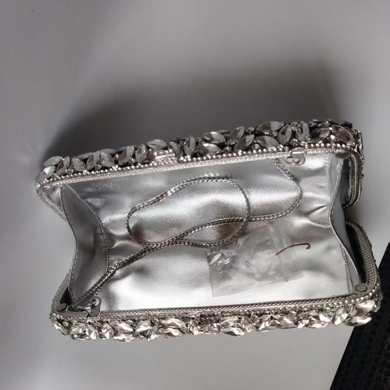 Večernja clutch torbica s metalnim okvirom, stakleni dijamantni ukrasi, 3D životinjski motiv, vodoravni kvadratni oblik, magnetsko zatvaranje
