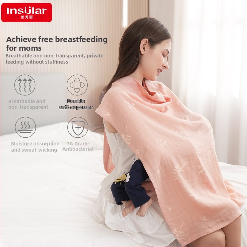 Κάλυμμα θηλασμού από γάζα μπαμπού-βαμβακίου, στυλ Νορδικό Καρντάγκιν, λεπτό ύφασμα 101–120 g/m², 70% μπαμπού, 30% βαμβάκι, κατάλληλο για καλοκαίρι, άνοιξη και φθινόπωρο