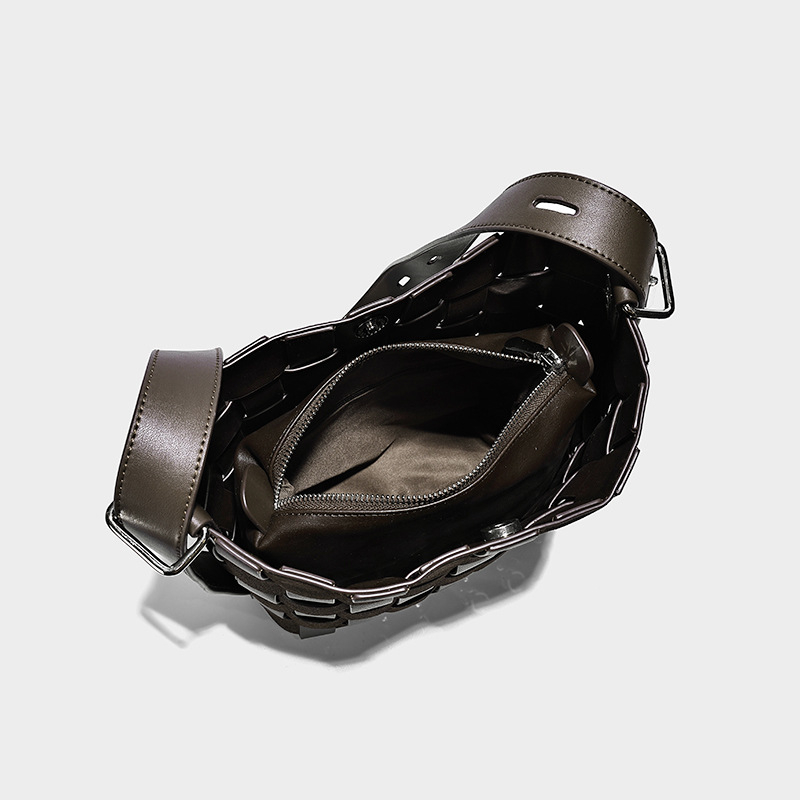 Ženska bucket torba od PU materijala, horizontalni kvadratni oblik, magnetska zatvarač, džep sa zipom i džep za dokumente