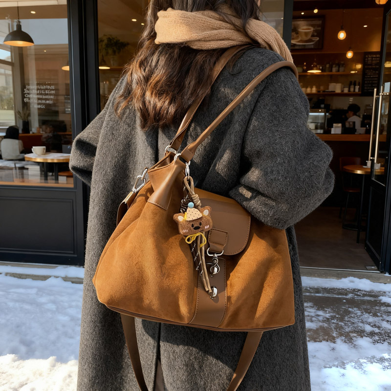 Torba preko ramena crossbody - japansko-korejskog stila, poliester, zatvarač, džep za telefon, zimsko izdanje 2025
