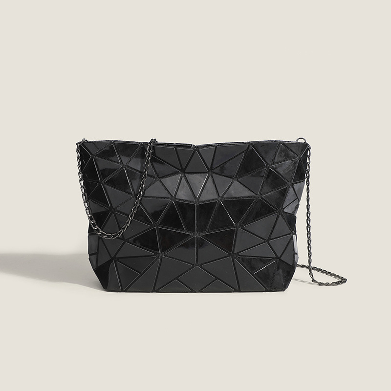 Geantă de umăr din PVC - Simplitate urbană, formă pătrată orizontală, buzunar interior cu fermoar și buzunar pentru telefon