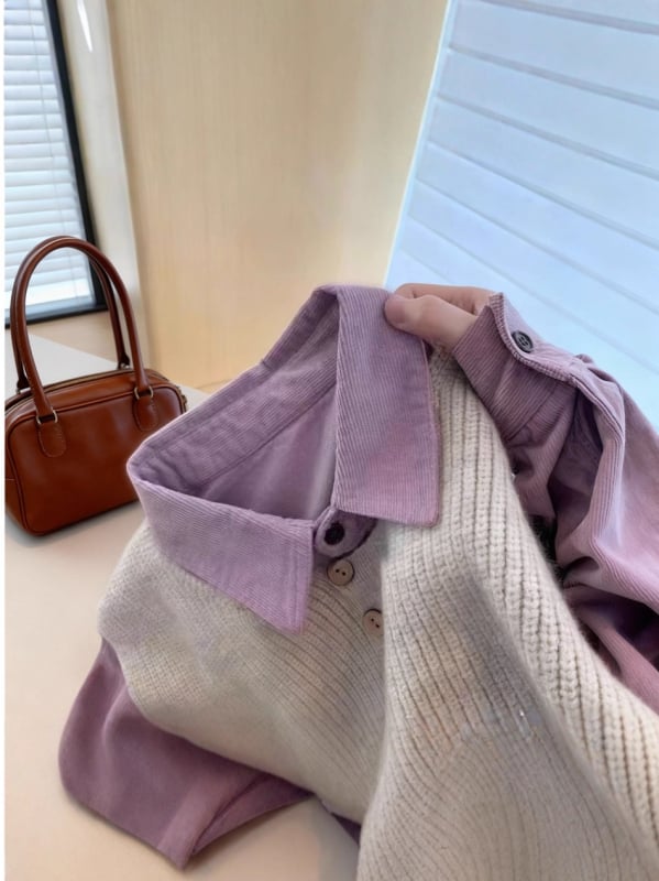 Dámska košeľa z polyesteru, vzor jednofarebný, dlhé rukávy, golier s reverom, voľný strih