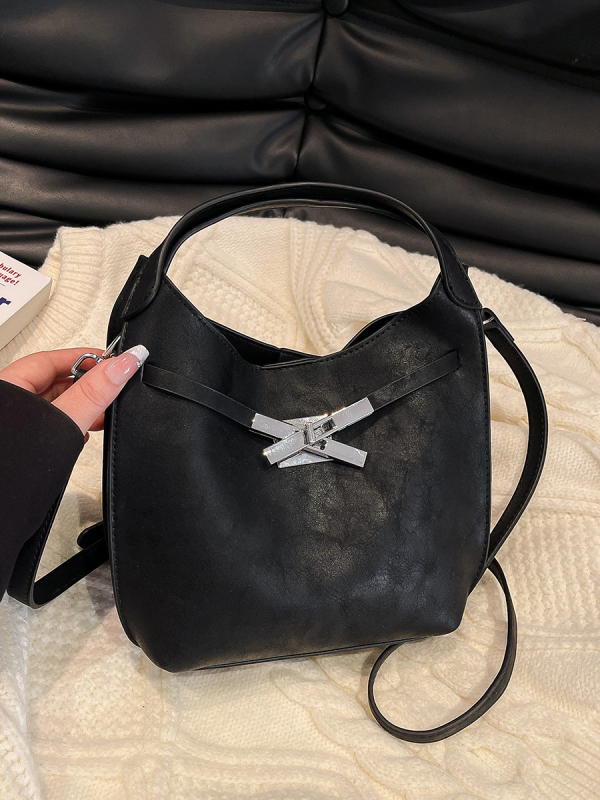 PU bucket torba, minimalistički dizajn, magnetsko zatvaranje, crossbody s jednim remenom, unutarnja džep za dokumente