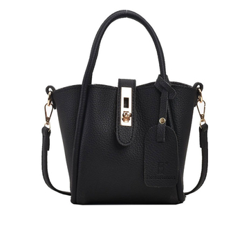 Geantă bucket PU Fugani cu buzunar intern cu fermoar, închidere cu lacăt, Primăvara 2025