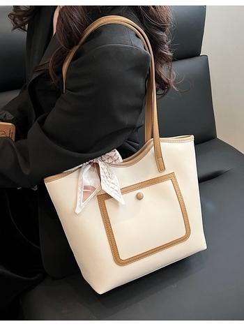 Tote bag — PU materijal, gradski jednostavan stil, horizontalni četverokutni oblik, zatvarač, laminirani unutarnji džep