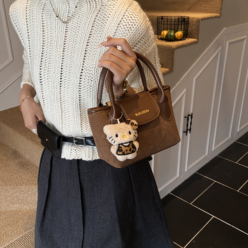 Geantă tip găleată cu curea simplă, PU material, închidere cu fermoar, buzunar interior cu fermoar, 2025 iarnă lansare