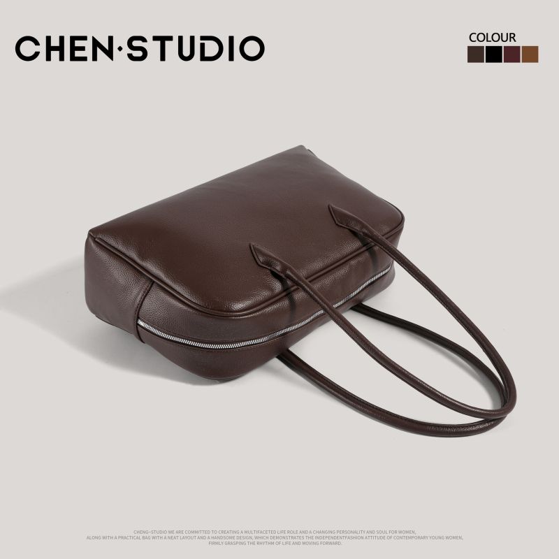 Geantă PU în stil Boston, cu fermoar, formă orizontală pătrată și buzunare interioare (buzunar secret cu fermoar și buzunar pentru telefon)