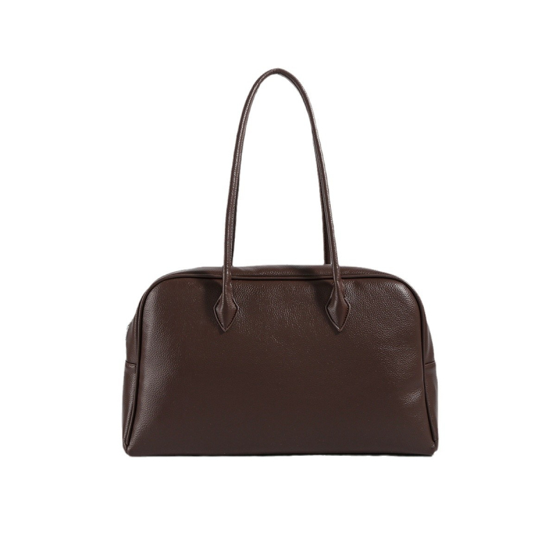 Geantă PU în stil Boston, cu fermoar, formă orizontală pătrată și buzunare interioare (buzunar secret cu fermoar și buzunar pentru telefon)