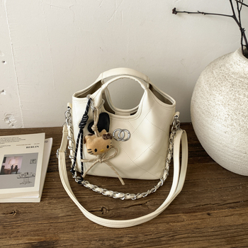 Geantă Bucket pentru femei, stil urban minimalist, material PU, formă de găleată, închidere magnetică, căptușeală din poliester