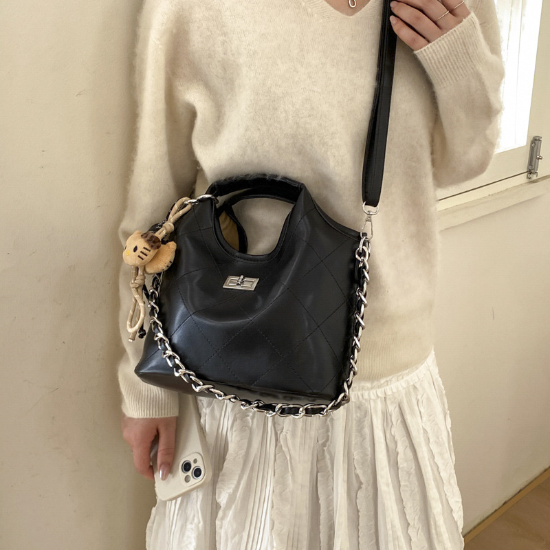 Geantă Bucket pentru femei, stil urban minimalist, material PU, formă de găleată, închidere magnetică, căptușeală din poliester