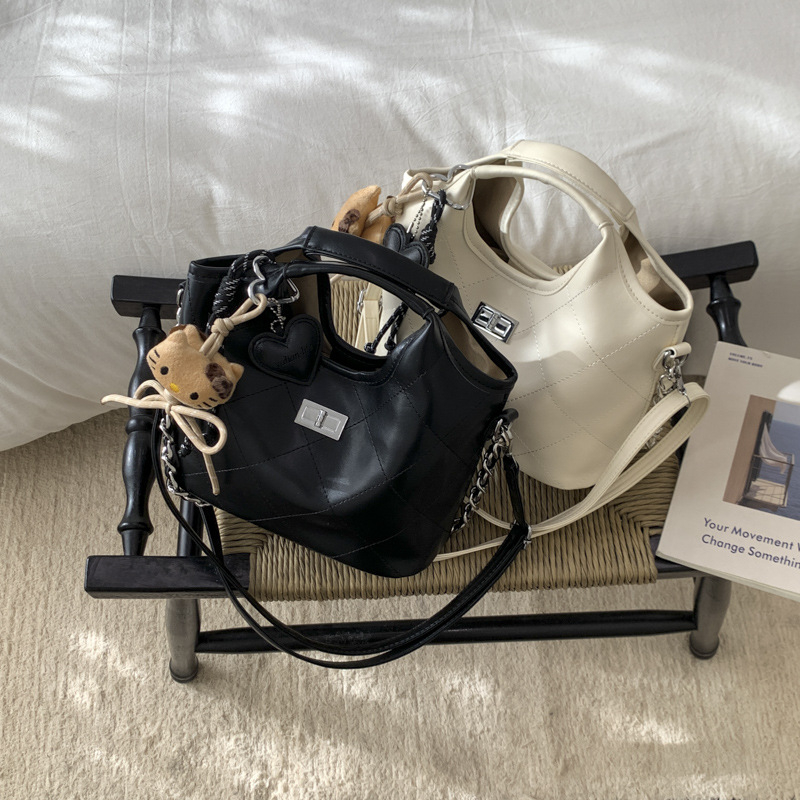 Geantă Bucket pentru femei, stil urban minimalist, material PU, formă de găleată, închidere magnetică, căptușeală din poliester