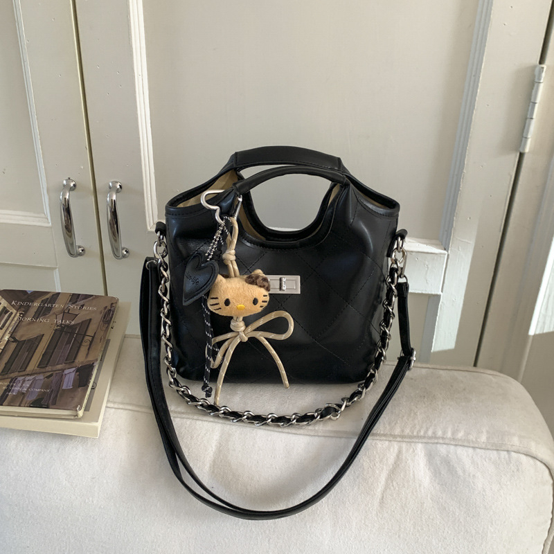 Geantă Bucket pentru femei, stil urban minimalist, material PU, formă de găleată, închidere magnetică, căptușeală din poliester