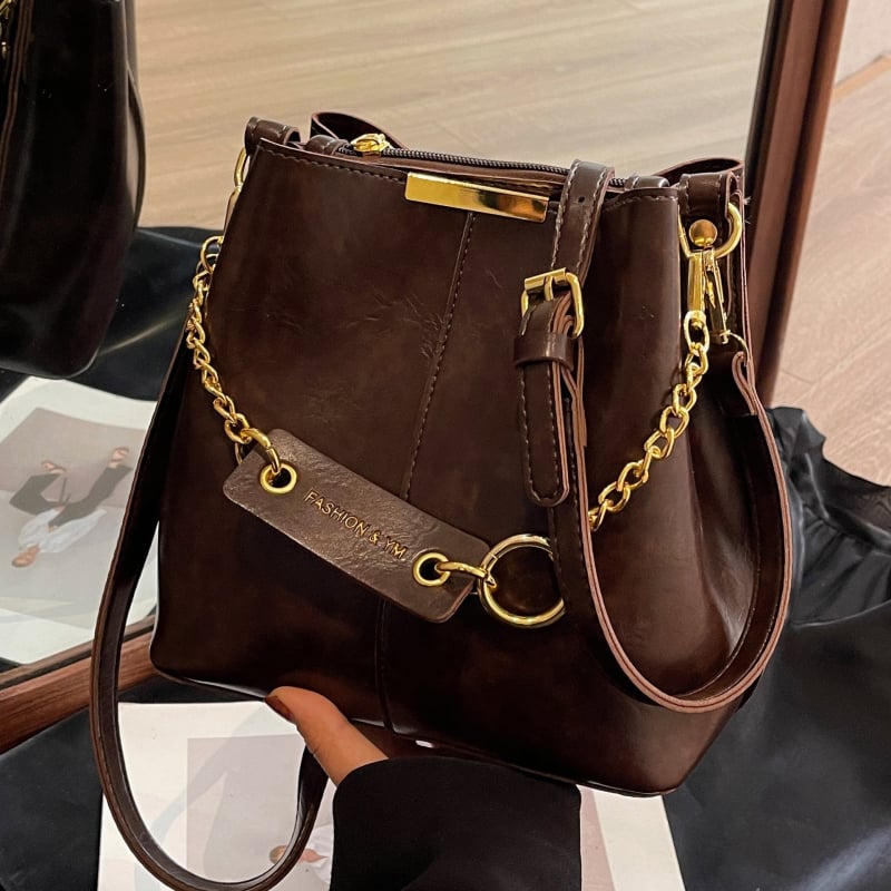 Sweet PU bucket torba, gradski minimalistički stil, zatvarač, poliester podstava, jedna naramenica