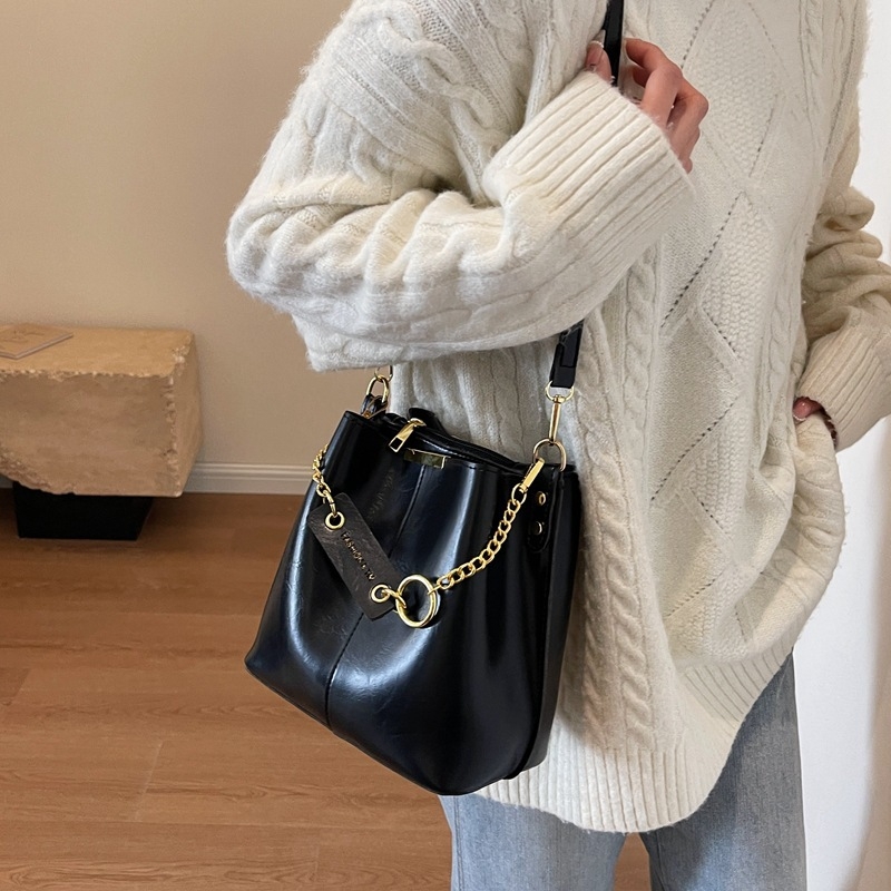 Sweet PU bucket torba, gradski minimalistički stil, zatvarač, poliester podstava, jedna naramenica