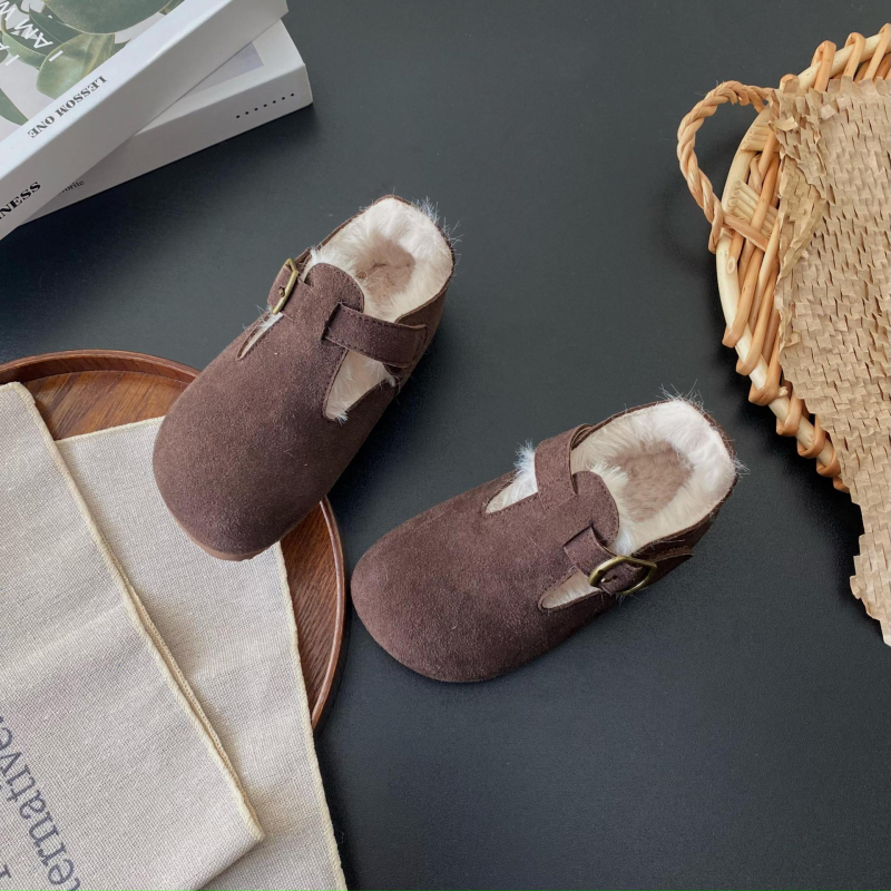 Dječje cipele s Velcro za zimu i jesen, baršunasti gornji dio, PU ulošak, pamukova podstava, gumeni potplat