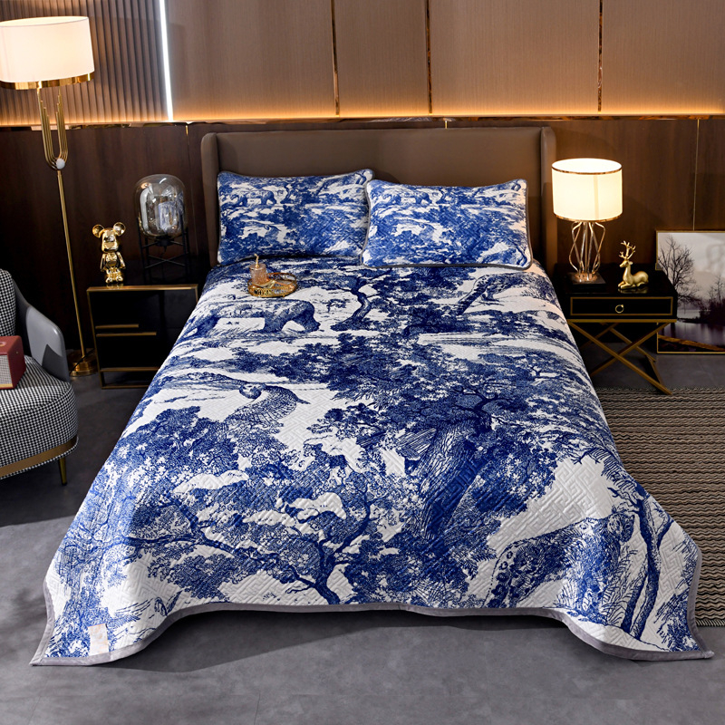 Set de trei piese pentru acoperire pat din velur pentru copii, față dublă quiltat, cald pentru iarnă, țesătură twill, vopsire reactivă, personalizare