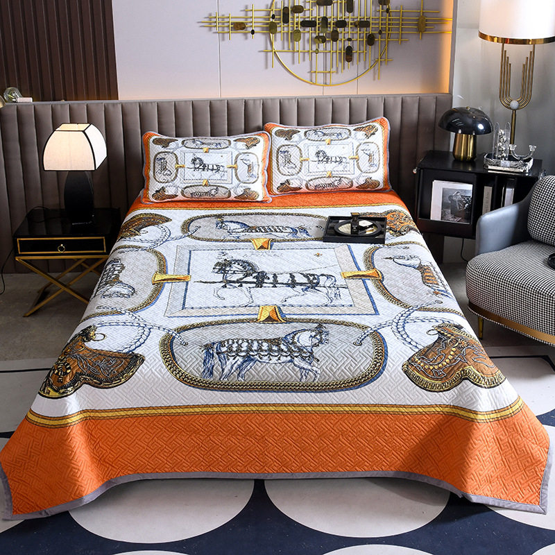 Set de trei piese pentru acoperire pat din velur pentru copii, față dublă quiltat, cald pentru iarnă, țesătură twill, vopsire reactivă, personalizare