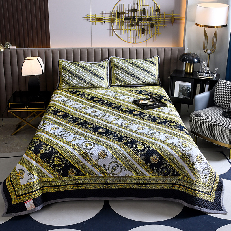 Set de trei piese pentru acoperire pat din velur pentru copii, față dublă quiltat, cald pentru iarnă, țesătură twill, vopsire reactivă, personalizare