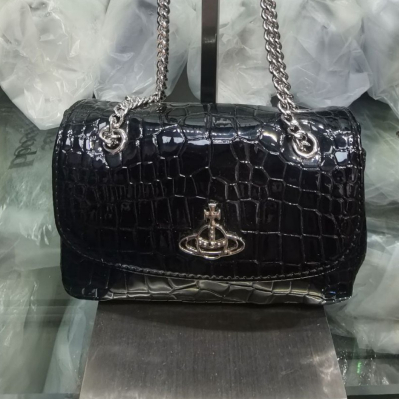 Geantă crossbody din piele naturală, model crocodil, formă orizontală pătrată, închidere cu capac, curea simplă, căptușeală poliester, primăvara 2025