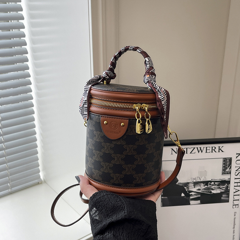 Geantă bucket PU pentru femei, stil urban, toamnă 2025, fermoar