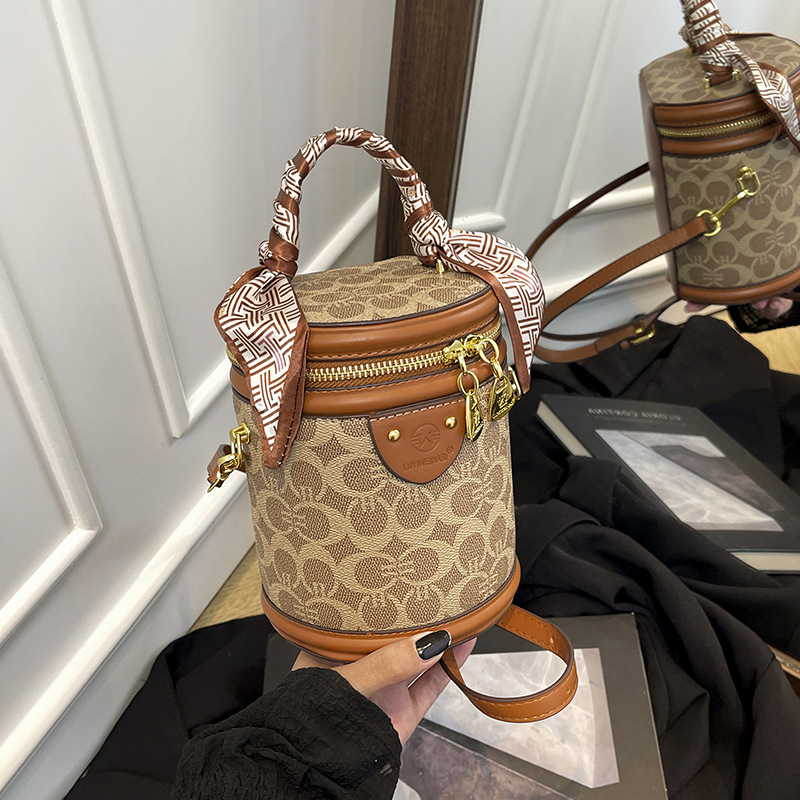 Geantă bucket PU pentru femei, stil urban, toamnă 2025, fermoar