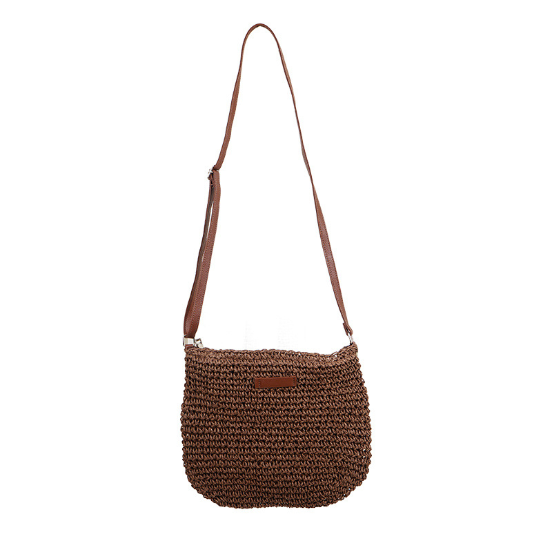 Crossbody torba od slame, gradski minimalistički stil, mali kvadratni dizajn, zatvarač, ručna izrada