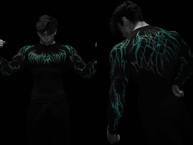 Ανδρικό μακρύ μανίκι τοπ συμπίεσης, ριγέ Milk Silk ύφασμα, γρήγορο στέγνωμα, πολυεστερική επένδυση, για τρέξιμο, φθινοπωρινό-χειμερινό 2025