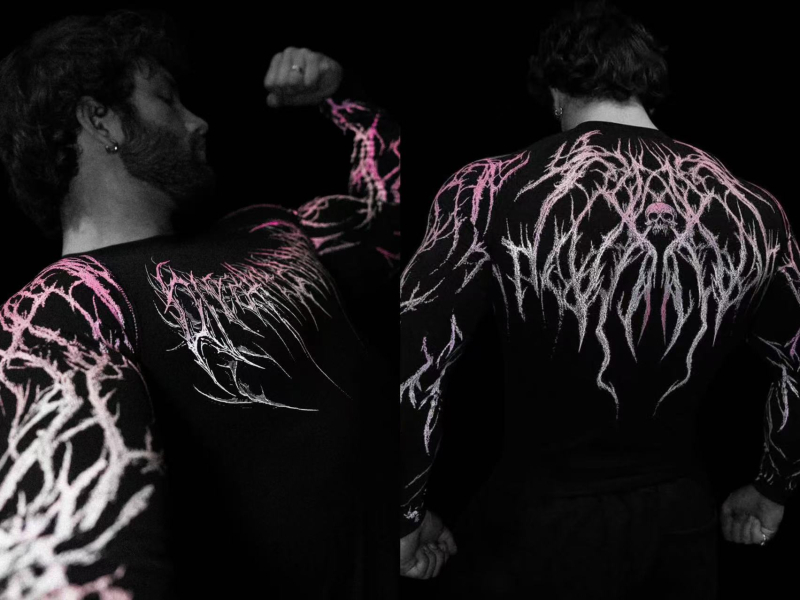 Ανδρικό μακρύ μανίκι τοπ συμπίεσης, ριγέ Milk Silk ύφασμα, γρήγορο στέγνωμα, πολυεστερική επένδυση, για τρέξιμο, φθινοπωρινό-χειμερινό 2025