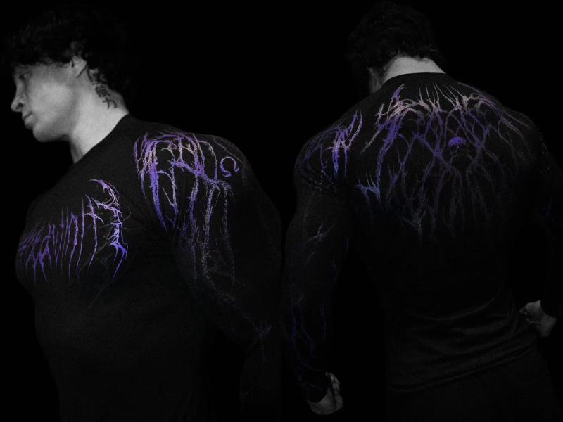 Ανδρικό μακρύ μανίκι τοπ συμπίεσης, ριγέ Milk Silk ύφασμα, γρήγορο στέγνωμα, πολυεστερική επένδυση, για τρέξιμο, φθινοπωρινό-χειμερινό 2025