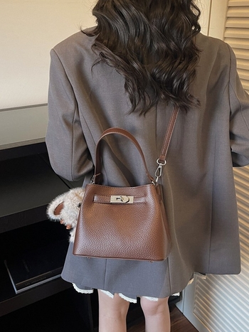 Bani Cat PU torba-tip košara, otvaranje šnira, crossbody preko jednog ramena