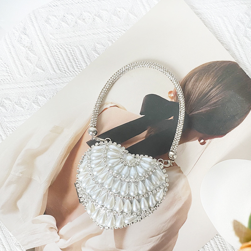 Rhinestone srcolika torba s lancem, kutija-stil, magnetska kopča, unutarnja pregrada s sandwich zatvaračem, poliester podstava