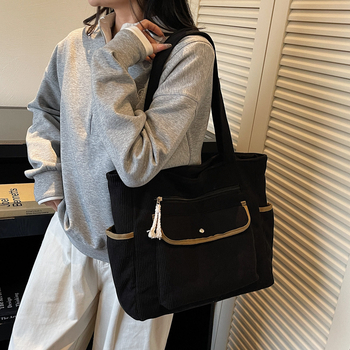 Tote torba, urban minimalist stil, PU materijal, velika kapaciteta, kvadratnog oblika, horizontalni dizajn, zatvarač, unutarnje pretince: skriven džep sa zipom, džep za telefon, dokumente, jedna naramenica, jesen 2025