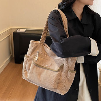 Tote torba, urban minimalist stil, PU materijal, velika kapaciteta, kvadratnog oblika, horizontalni dizajn, zatvarač, unutarnje pretince: skriven džep sa zipom, džep za telefon, dokumente, jedna naramenica, jesen 2025