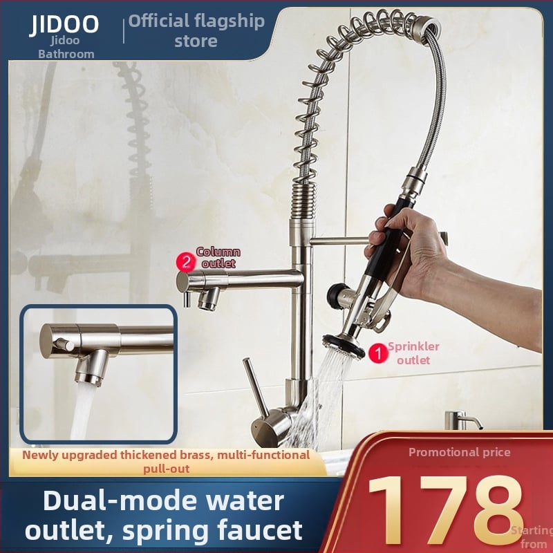 Kuchynský drezový kohút s meďou, keramickým jadrom ventilu a dvojitým prepojením