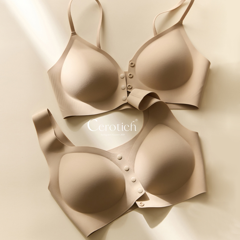 Cerotich Θηλάζον Σουτιέν Με Μπροστινό Κούμπωμα – Άνετο Για Όλα Τα Στάδια, Νάιλον/Πολυαμίδιο, Σταθερές Διπλές Тιράντες, Λεπτές Μορφοποιημένες Κούπες