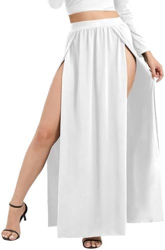 Τσιφόν μακριή φούστα με ψηλή μέση, ακανόνιστος τεϊλειώματος, διπλό σχίσιμο, πολυεστέρας 95%+, ιαπωνοκορεατικό casual στυλ