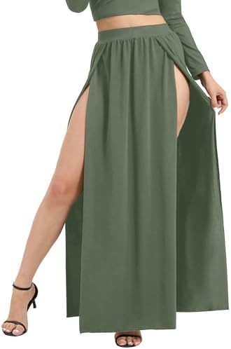 Τσιφόν μακριή φούστα με ψηλή μέση, ακανόνιστος τεϊλειώματος, διπλό σχίσιμο, πολυεστέρας 95%+, ιαπωνοκορεατικό casual στυλ