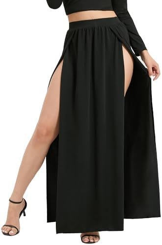 Τσιφόν μακριή φούστα με ψηλή μέση, ακανόνιστος τεϊλειώματος, διπλό σχίσιμο, πολυεστέρας 95%+, ιαπωνοκορεατικό casual στυλ